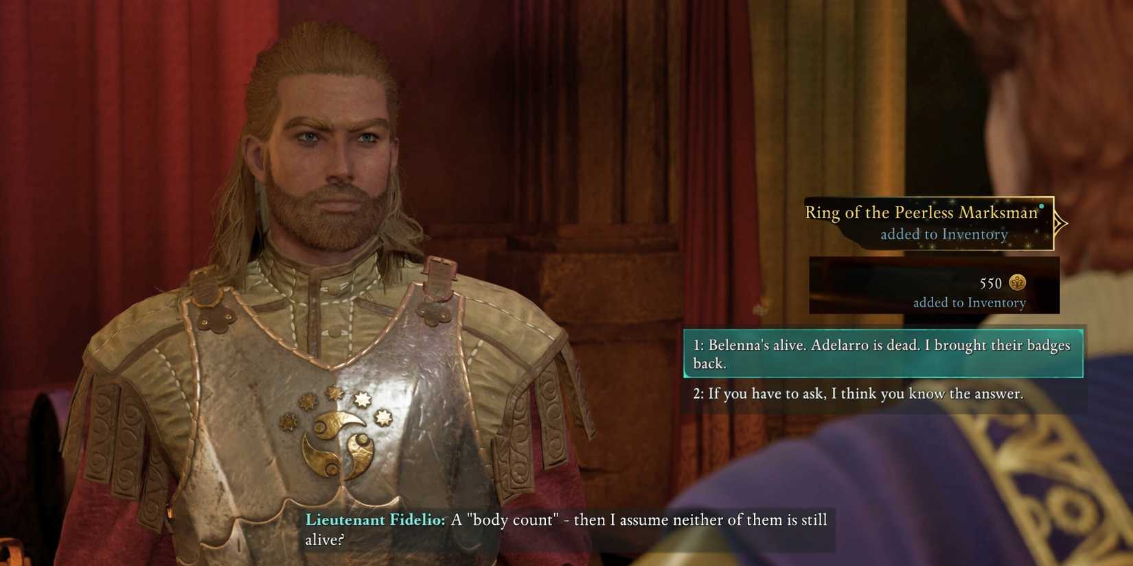 Giving Badges to Lieutenant Fidelio In Missing Rangers Quest Avowed