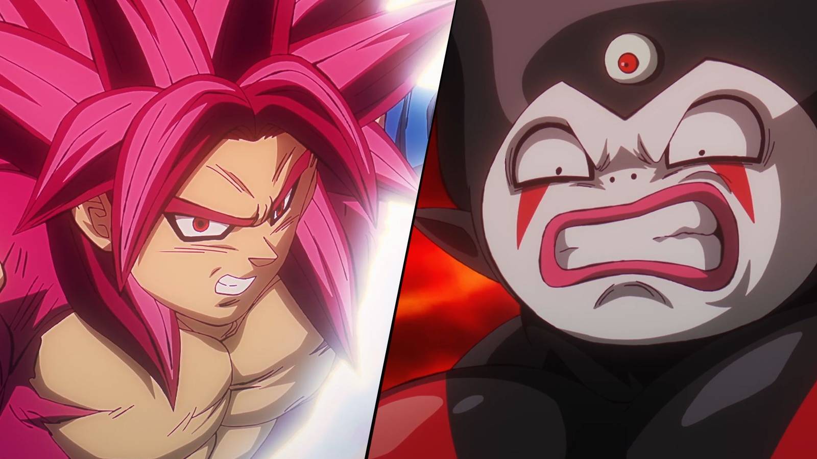 picture: collage with goku ssj4 and gomah's ultimate form in dragon ball daima episode 20.