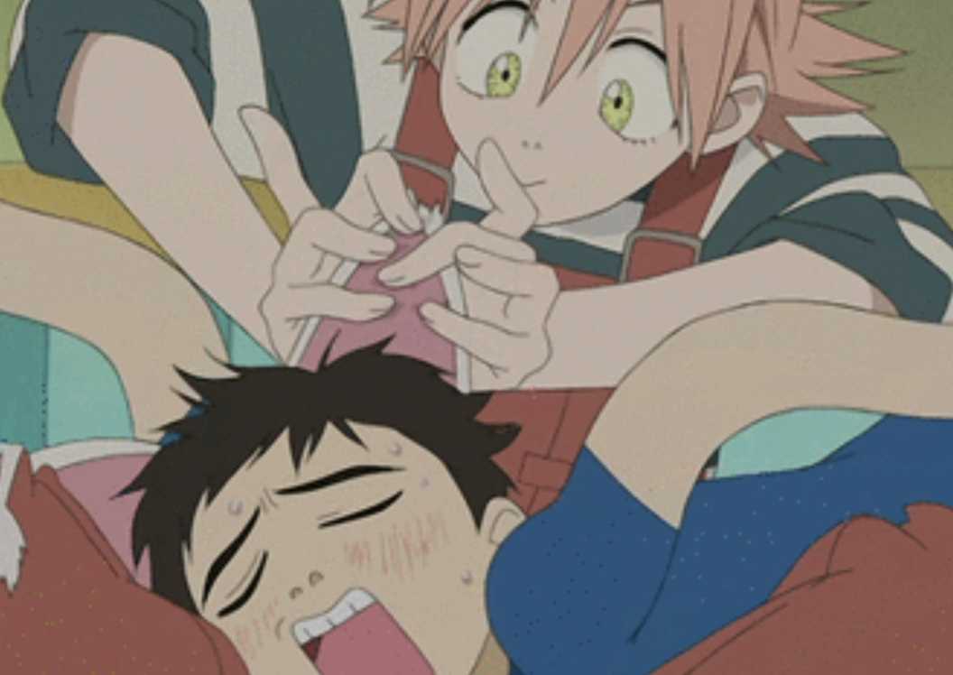Haruko tickling Naota in FLCL