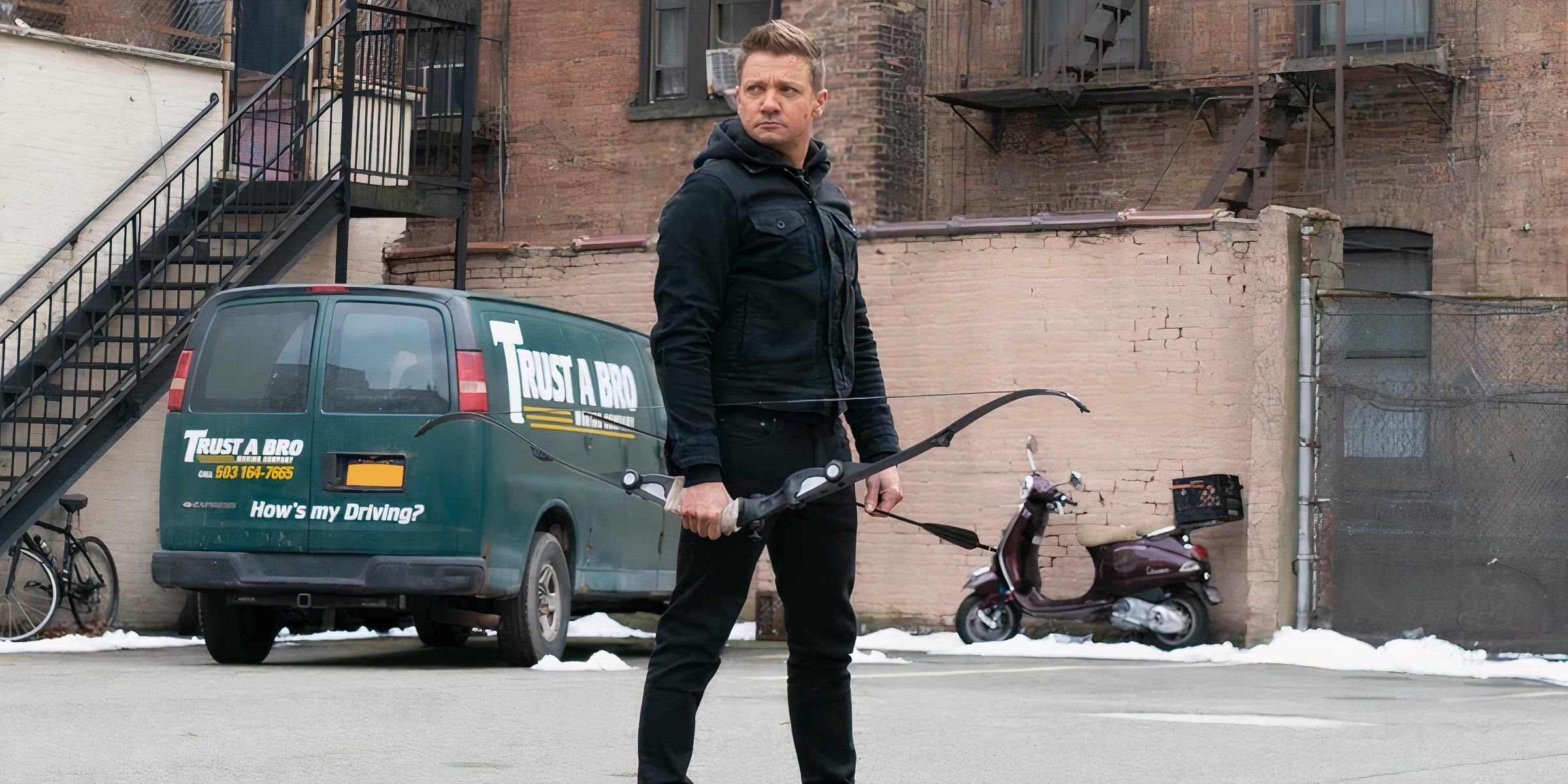 Hawkeye in a car park 