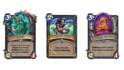 hearthstone year of the raptor new cards falric poison breath babbling bookcase