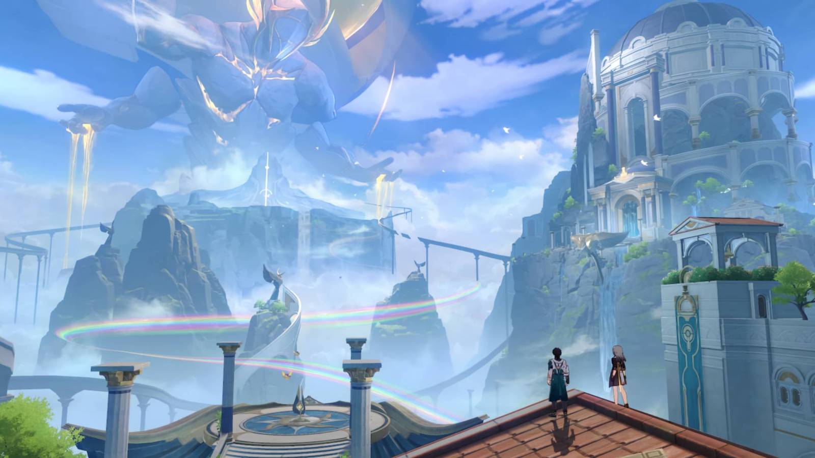 An image from Honkai: Star Rail showing Amphoreus' Okhema Market.