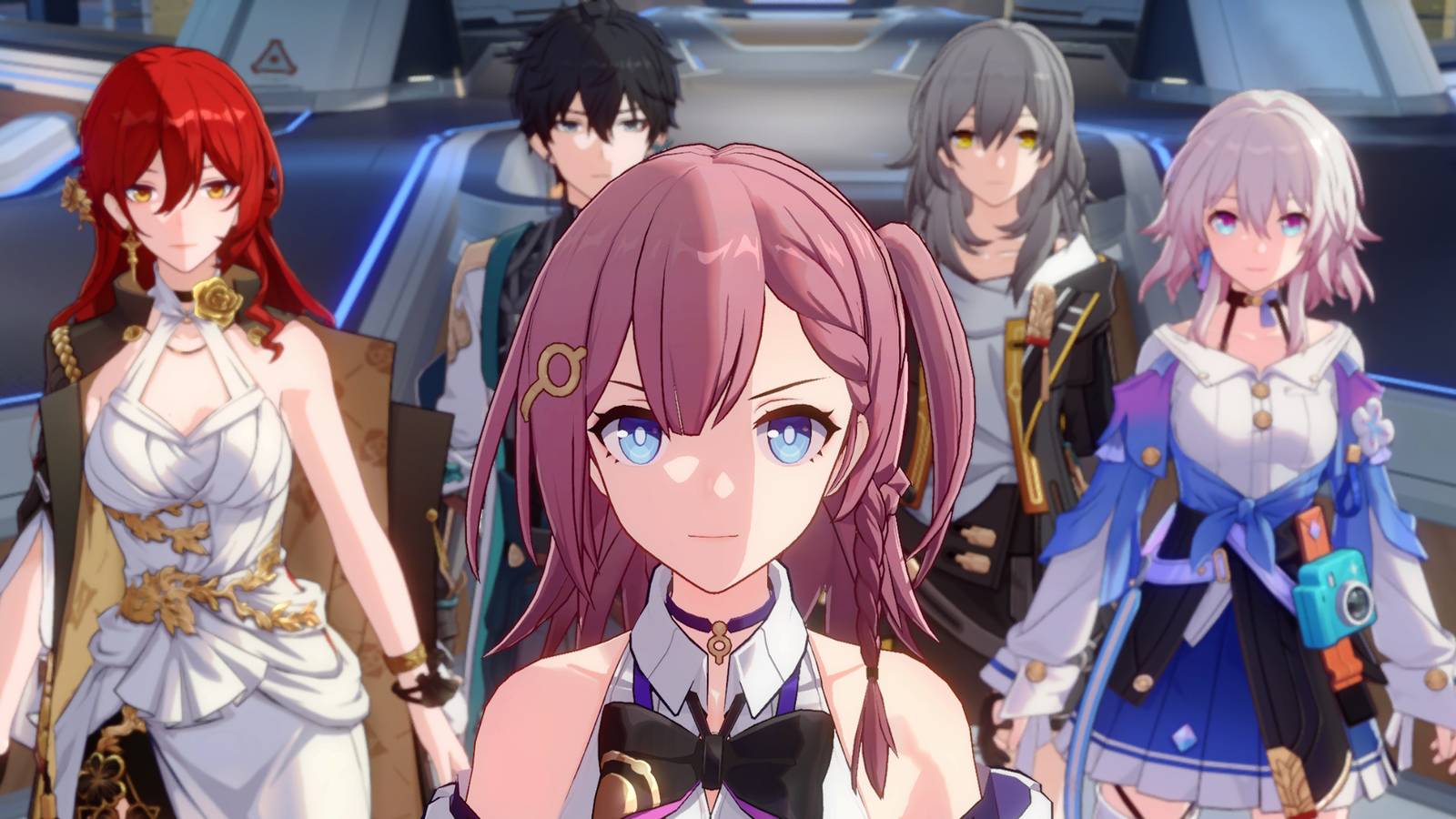 An image from Honkai: Star Rail showing Asta and the Nameless crew of the Astral Express.