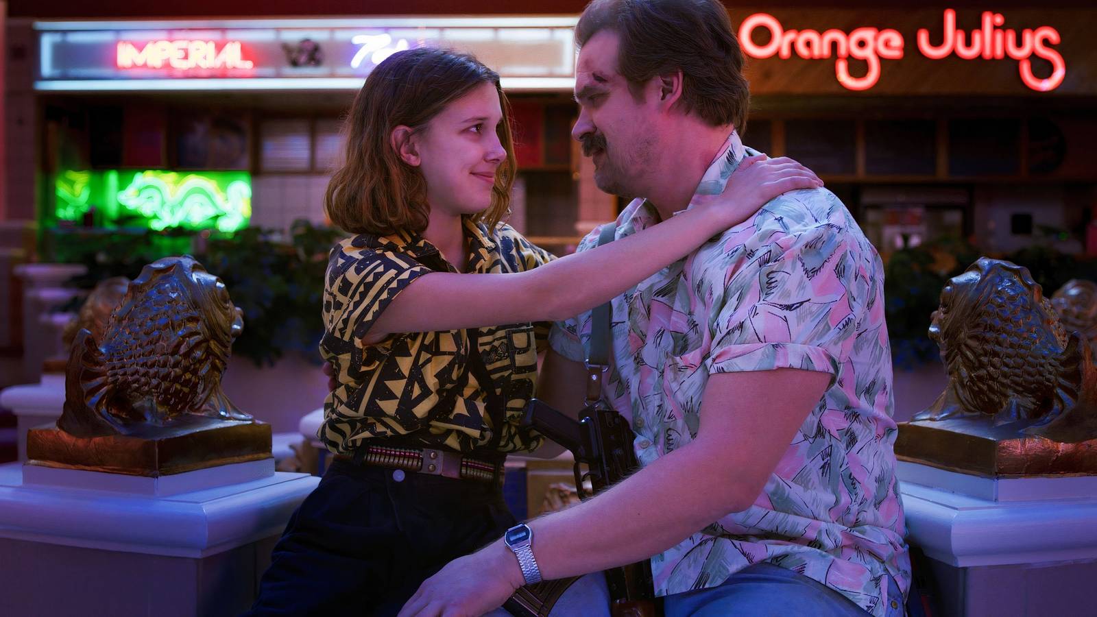 Hopper and Eleven together in Stranger Things