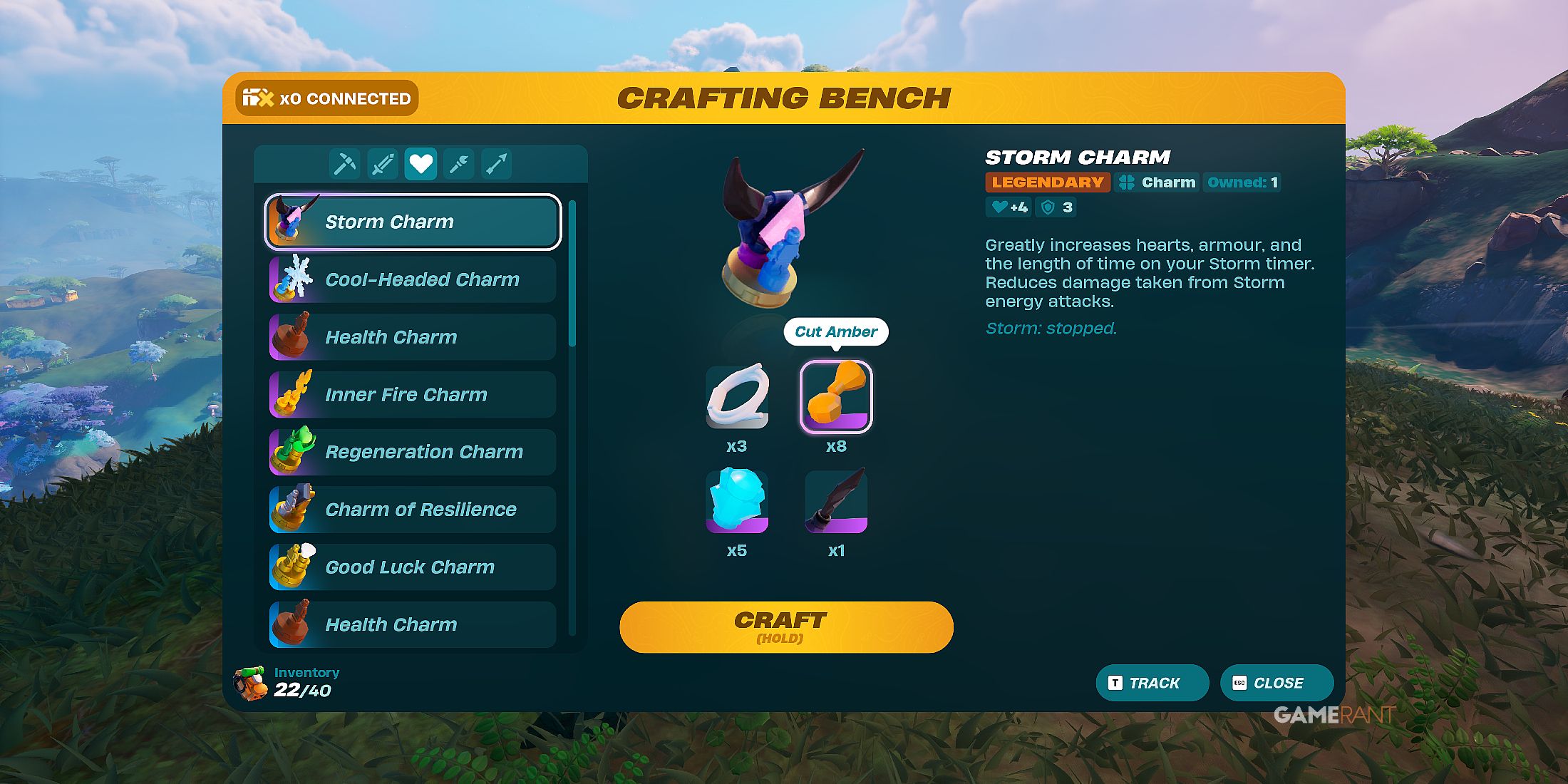 how to craft Legendary Storm Charm in LEGO Fortnite Odyssey 