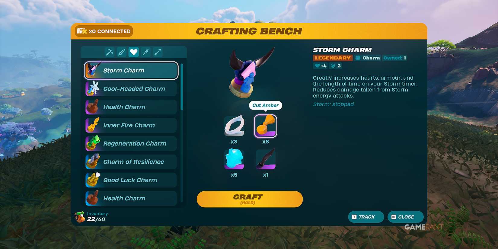 how to craft Legendary Storm Charm in LEGO Fortnite Odyssey 