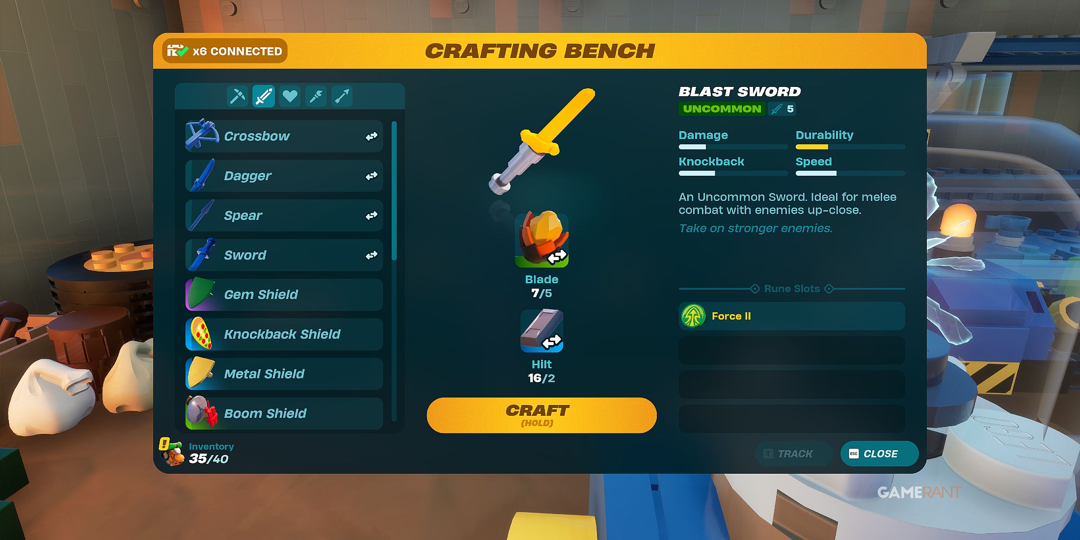 how to make a Blast Sword in LEGO Fortnite Odyssey 