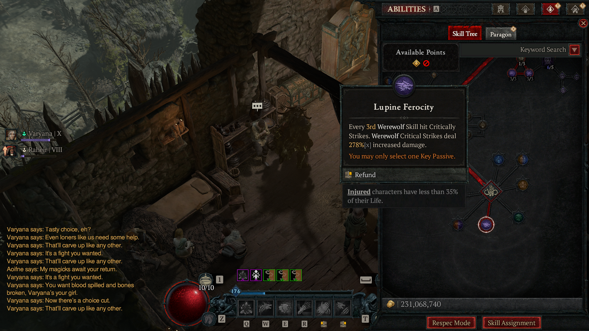 Lupine Ferocity passive in Diablo 4