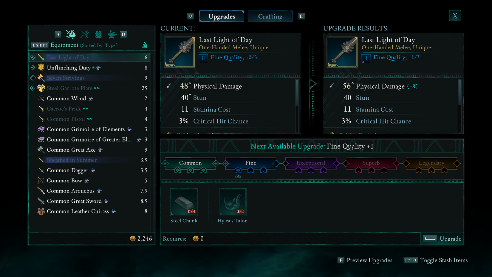 Avowed Menu How to Upgrade Weapons and Armor in Avowed