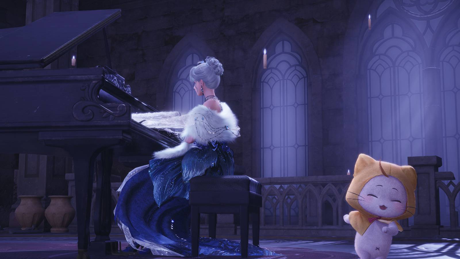 In the Depths of Night Quest In Infinity Nikki play piano with white hands