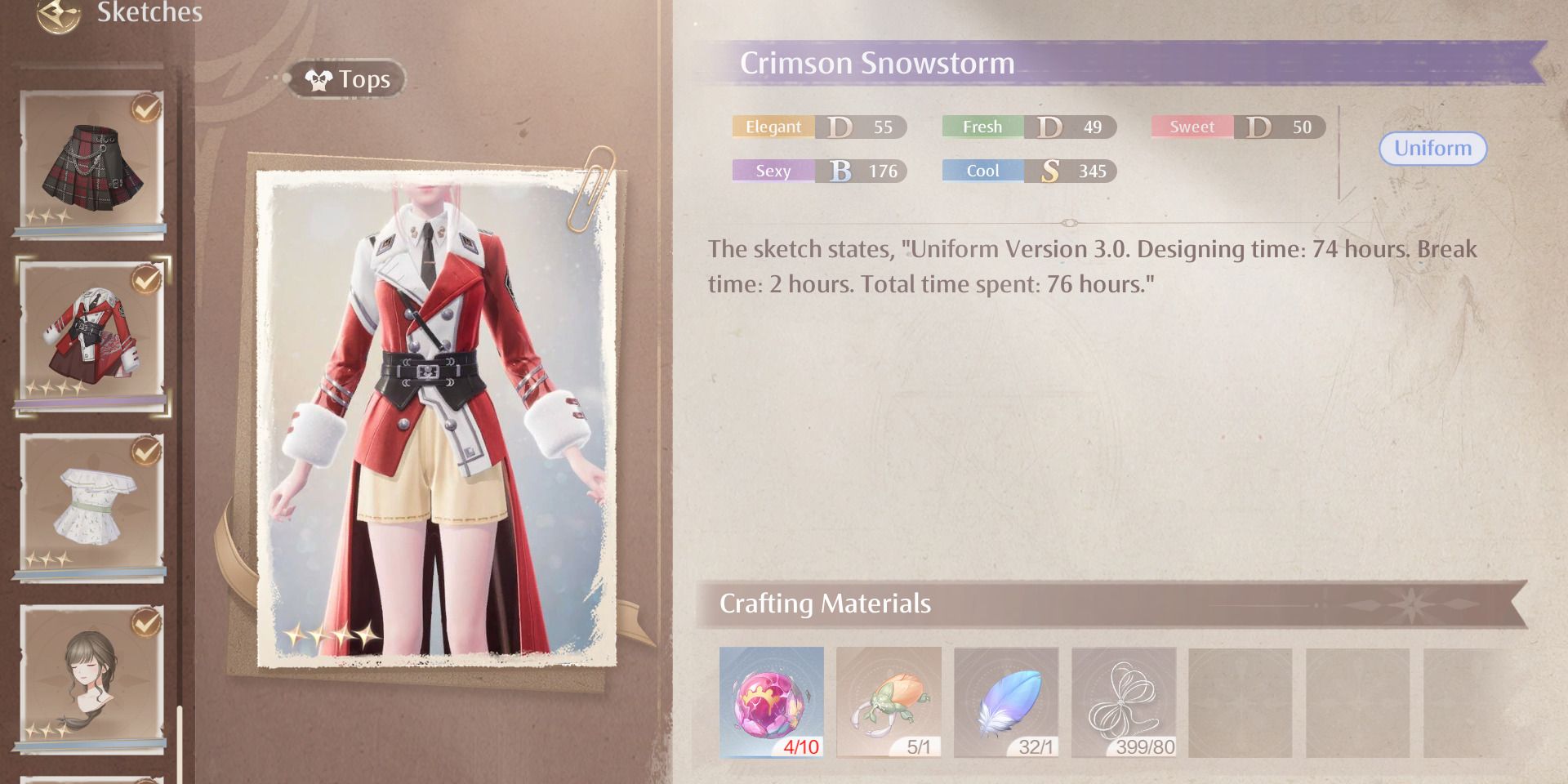 Image of the Crimson Snowstorm piece in Infinity Nikki