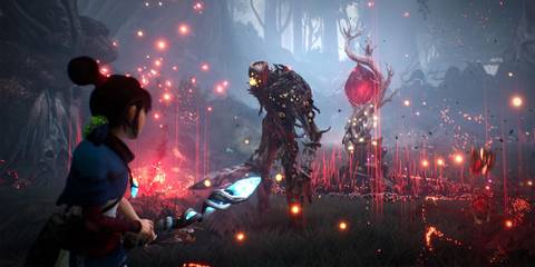 Kena fighting an enemy.