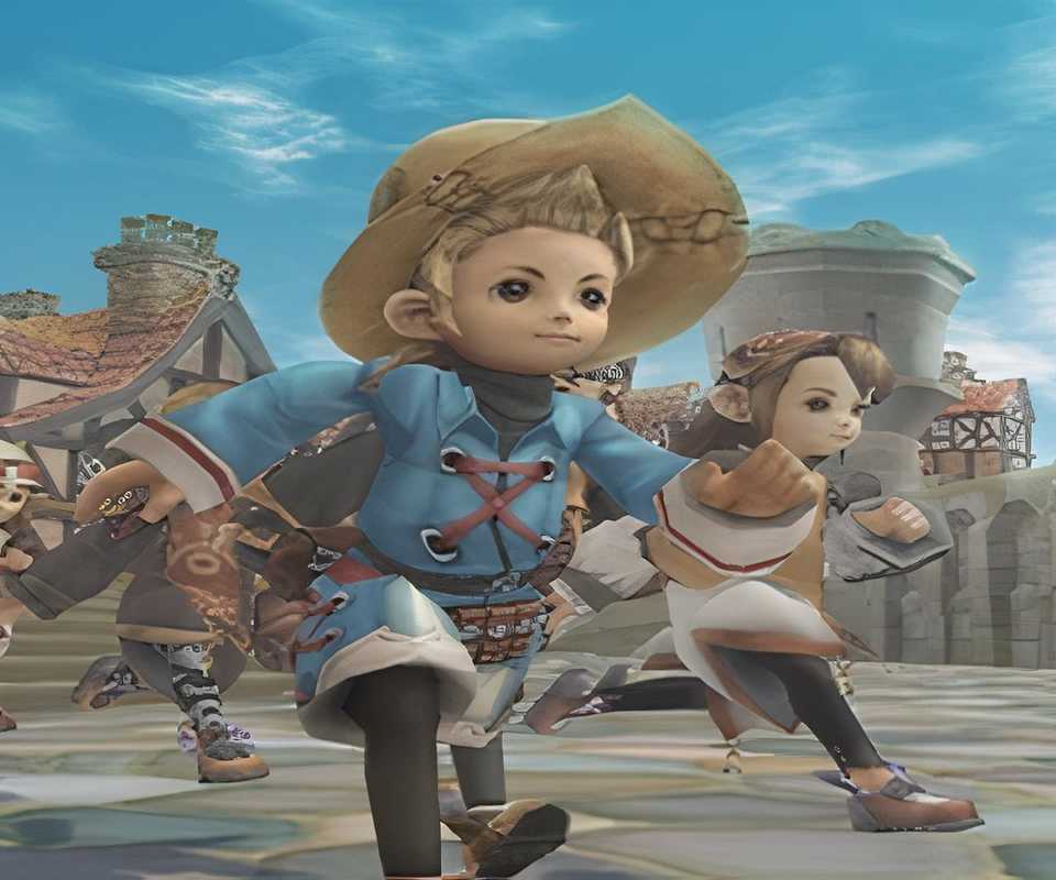 a group of characters running