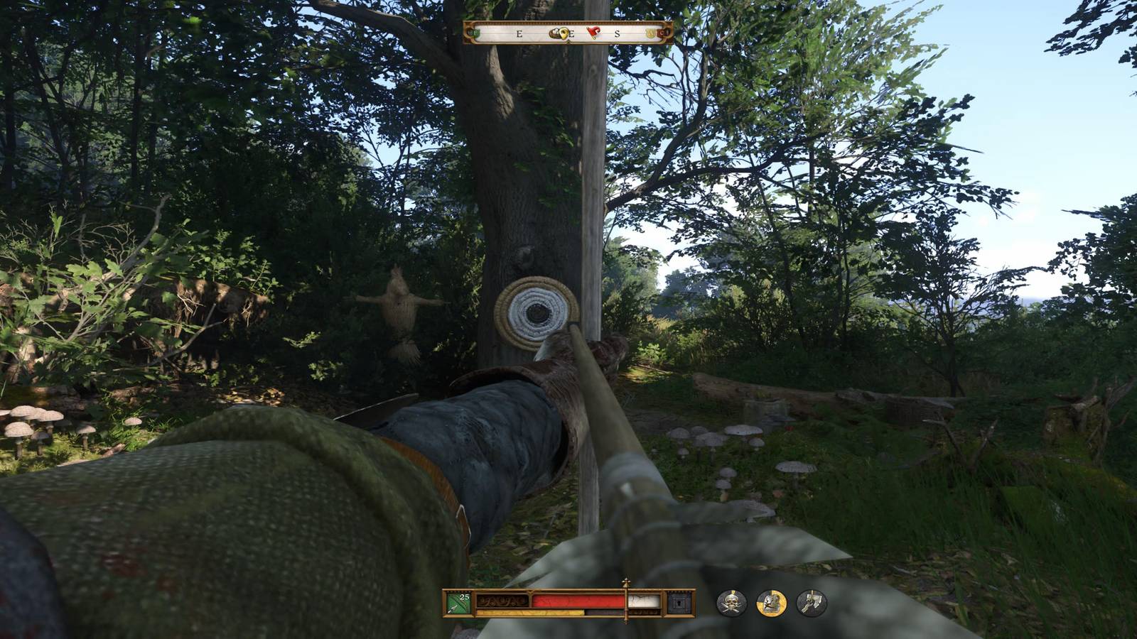 The Player Aiming A Bow At A Target