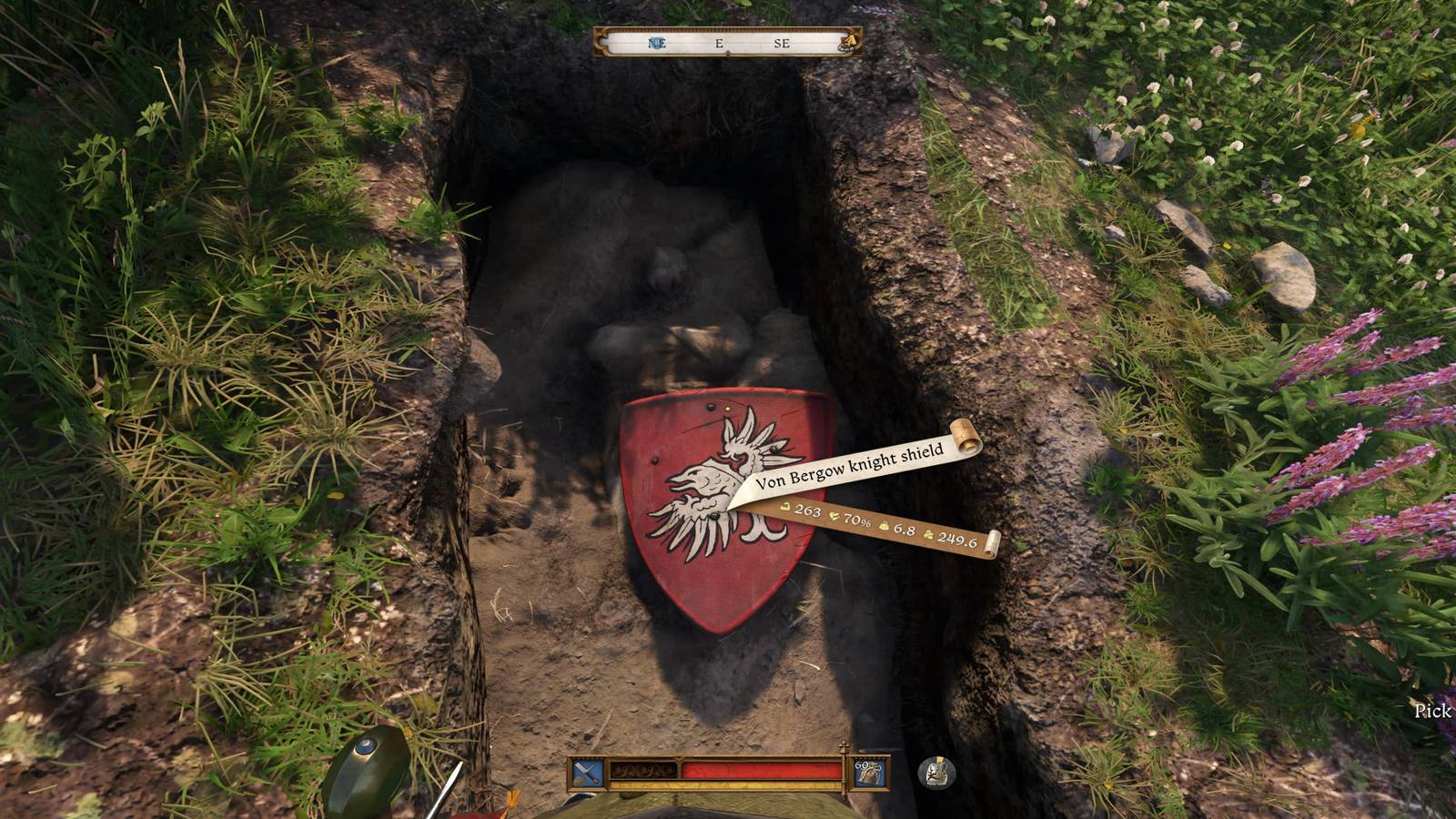 The Player Standing Over The Von Bergow Knight Shield