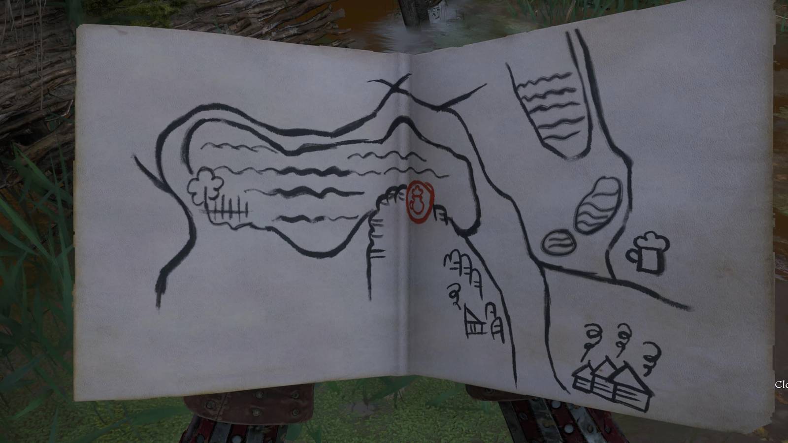 The Player Looking At The Drowner's Map 