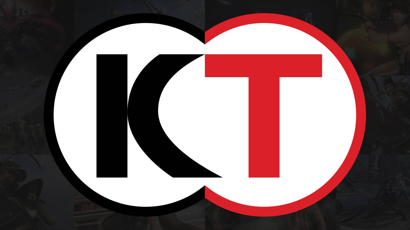 Koei Tecmo logo over dim KT game scerenshots collage