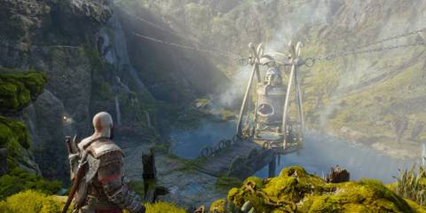 Kratos exploring the world alone.