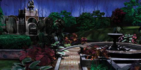 Legend of Crystal Skull manor backgarden