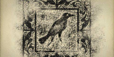 Legend of the Crystal Skull charcoal imprint of raven