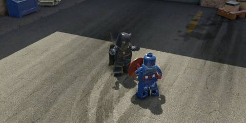 Captain America speaking to Black Panther in LEGO Marvel Super Heroes