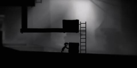 The player solving a puzzle in Limbo