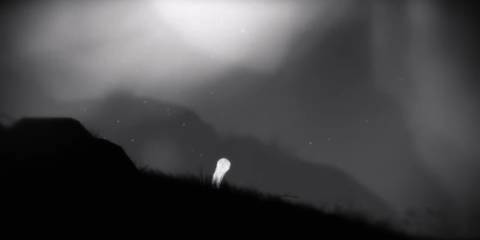 The player trying to escape from a spider web in Limbo