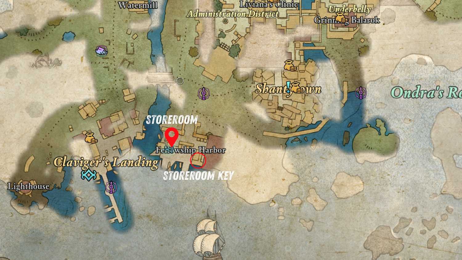 Como pegar a chave do depósito em Dawnshore