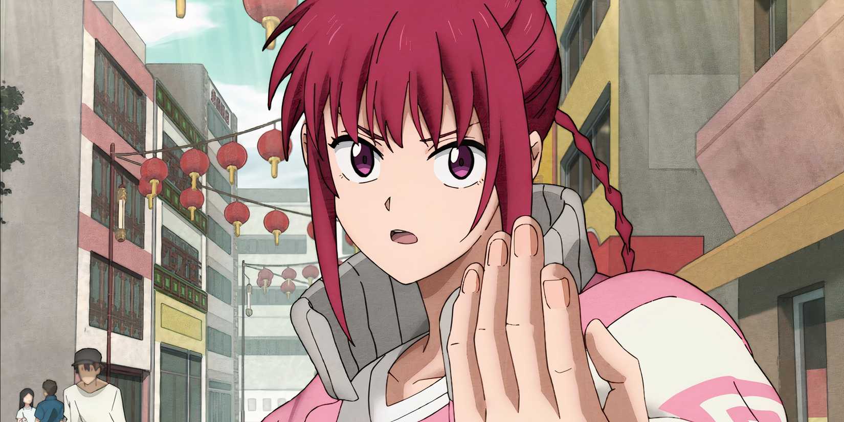 Lu prepares to fight her assassins on a Chinatown street in Sakamoto Days.