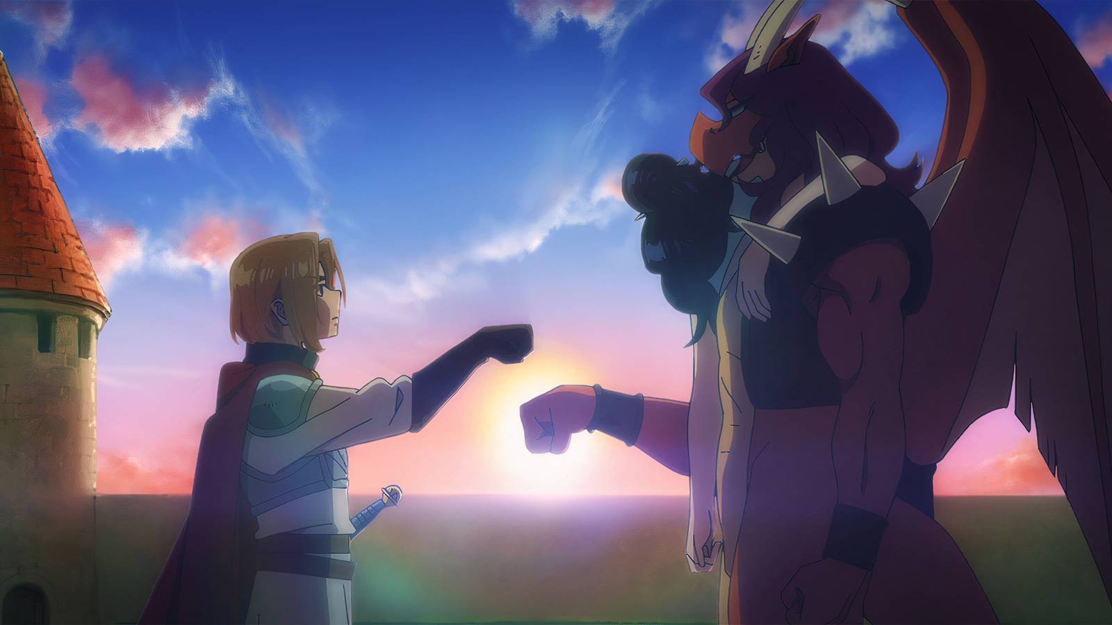 Luke and Justice bump fists after reconciling in Zenshu.