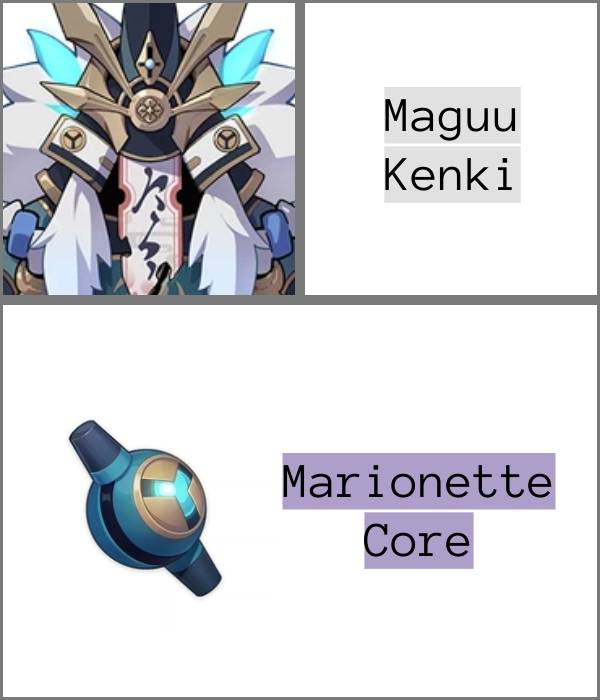 Maguu Kenki and its unique boss drop the Marionette Core