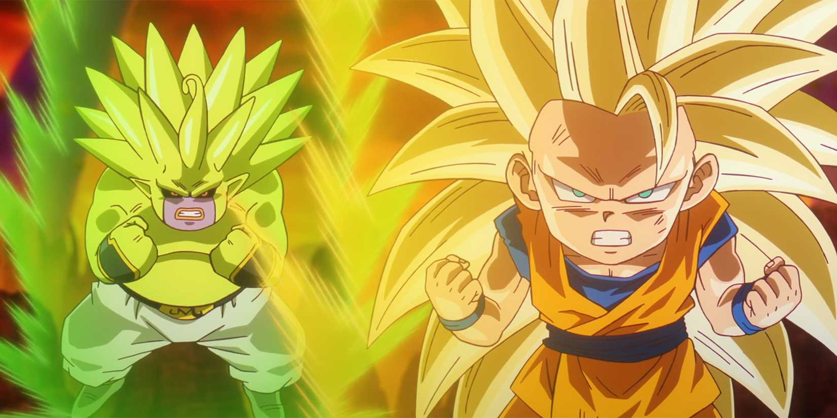 Majin Duu with Super Saiyan hair from Super Saiyan 3 Goku from Dragon Ball DAIMA