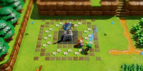 marin singing in front of link