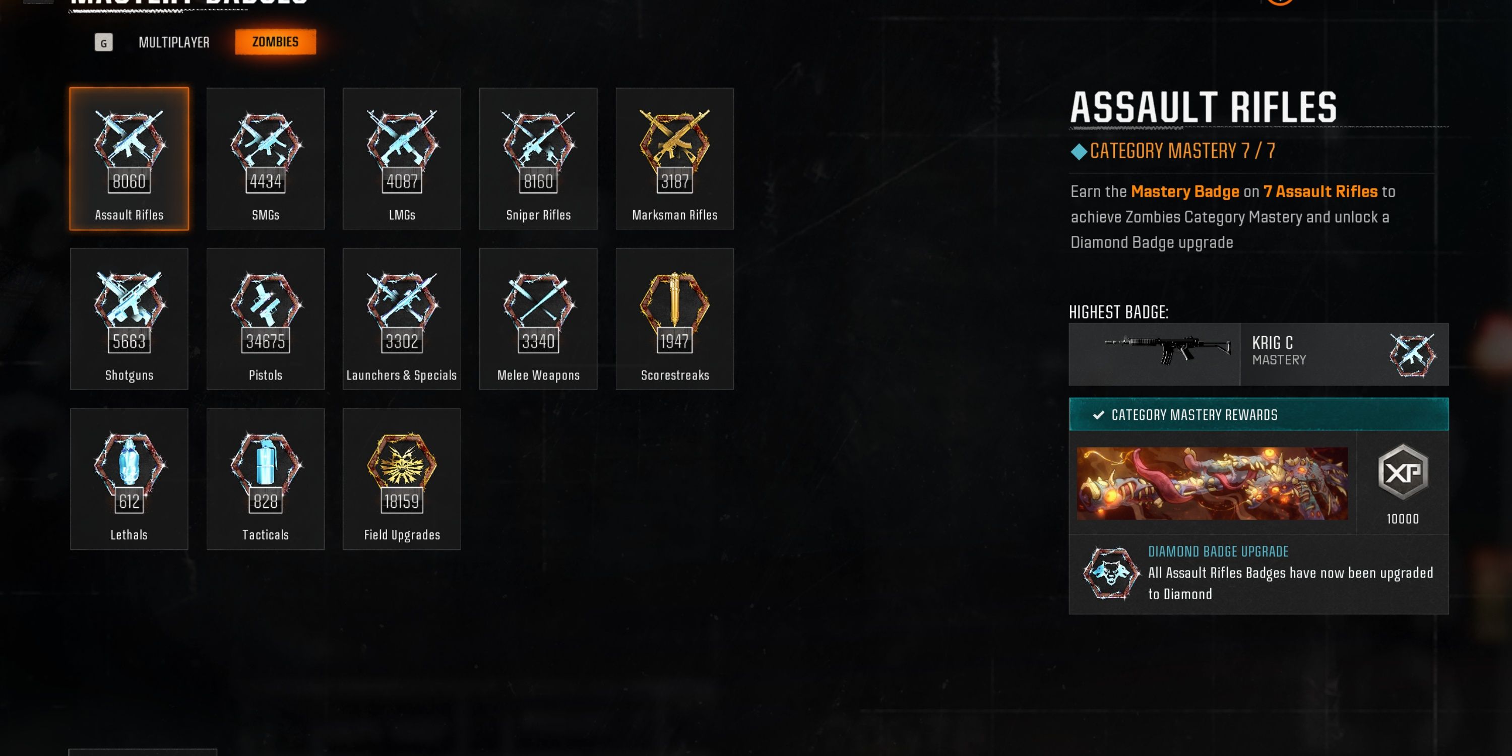 mastery badges in zombies