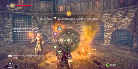 An image from the tutorial of The Witcher 2: Assassins of Kings