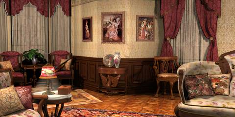 Message in a Haunted Mansion lounge room