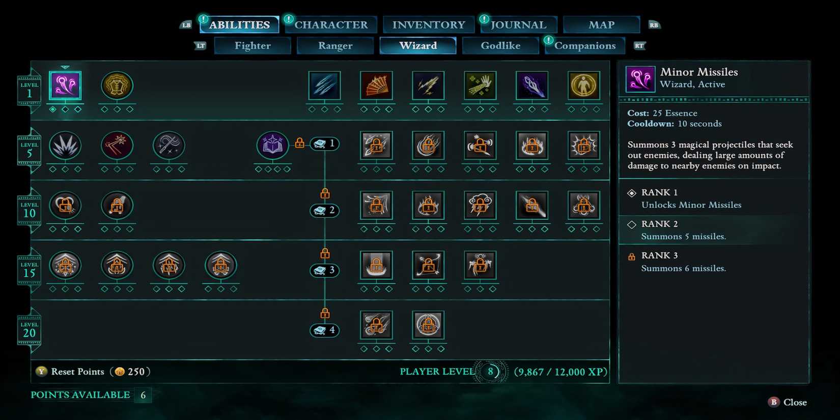 Minor Missiles spell in Avowed