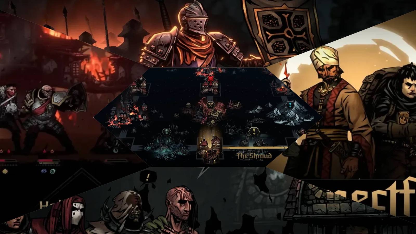 Darkest Dungeon 2 Kingdoms update mixed gameplay collage