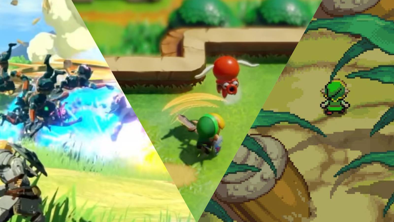 collage of 3 non-nintendo developed zelda games