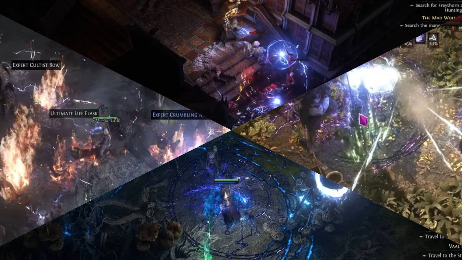 Path of Exile 2 Sorceress skills mixed gameplay collage
