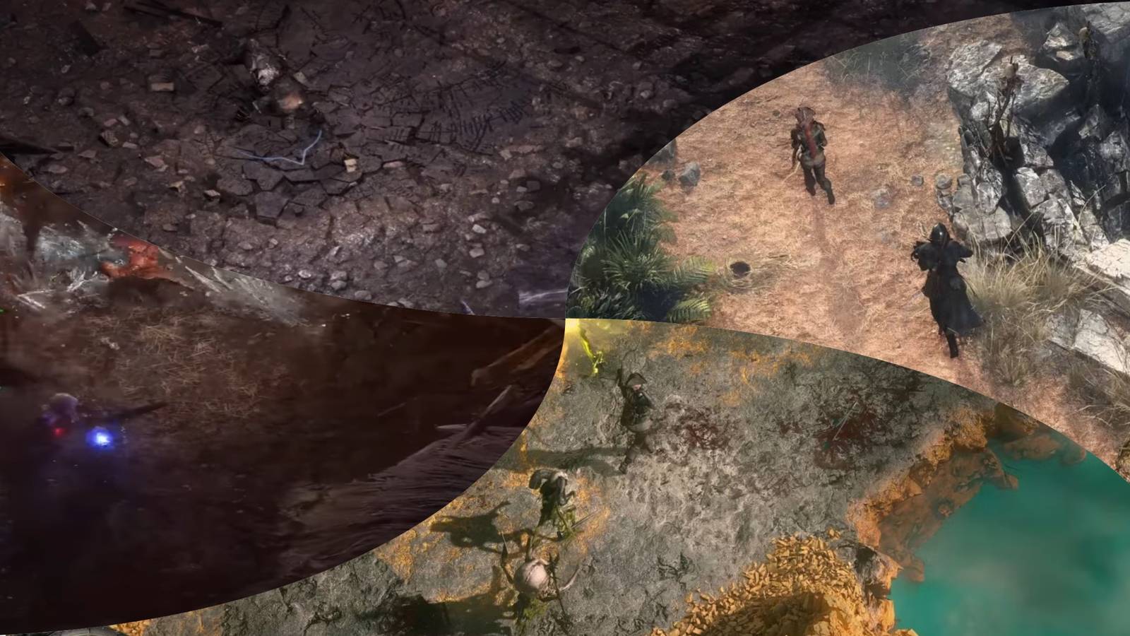 Path of Exile 2 coop teams mixed gameplay collage