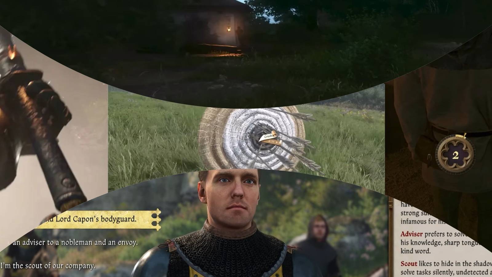 Kingdom Come Deliverance 2 Scout playstyle mixed gameplay collage