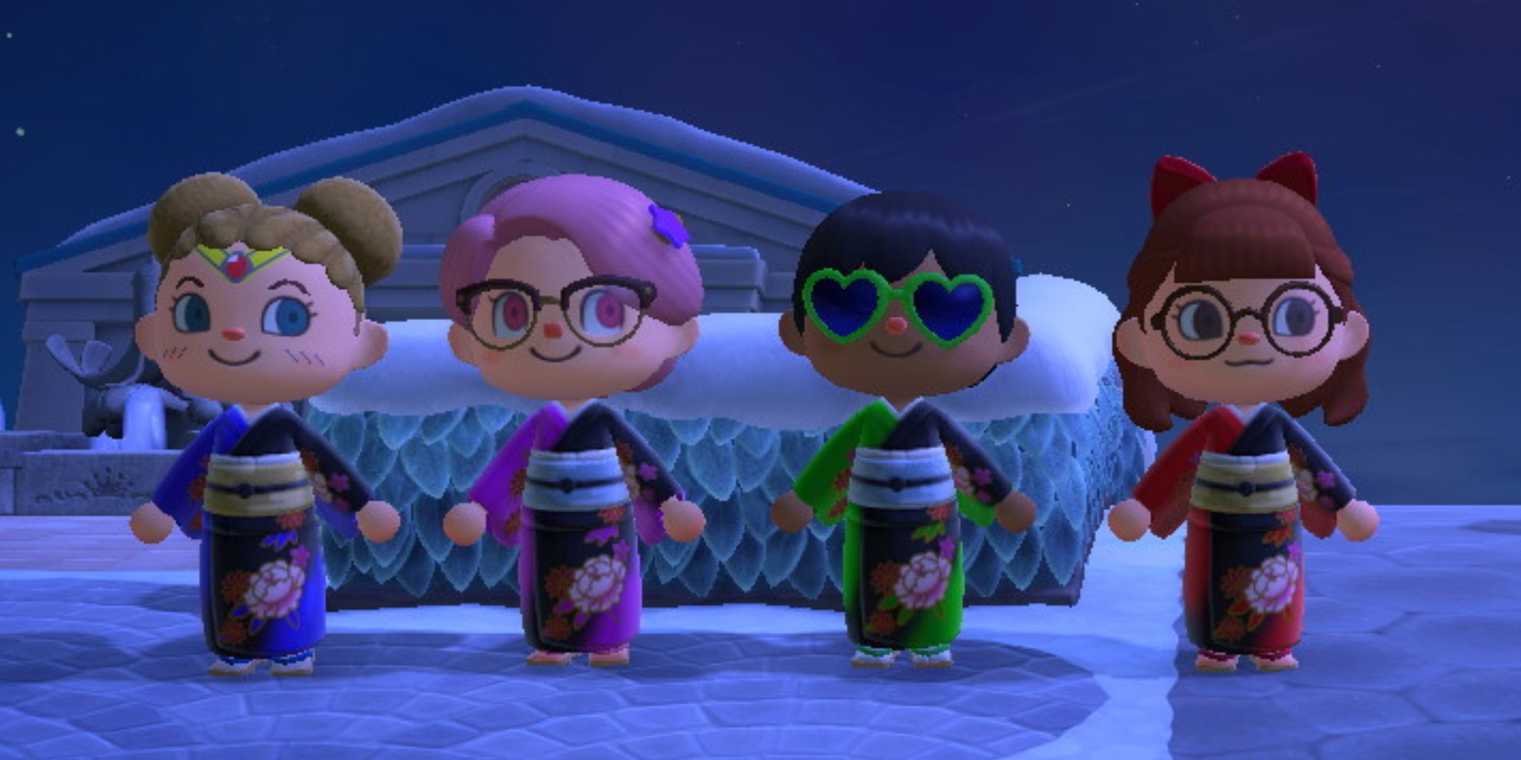 Friends wearing matching outfits in Animal Crossing: New Horizons