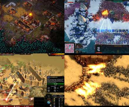 Alien Marauder, Age of Darkness Final Stand, Conan Unconquered, They Are Billions horde survival RTS mixed gameplay collage