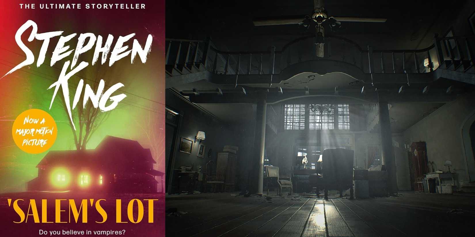 Front cover of 'Salems Lot next to screenshot from Resident Evil 7