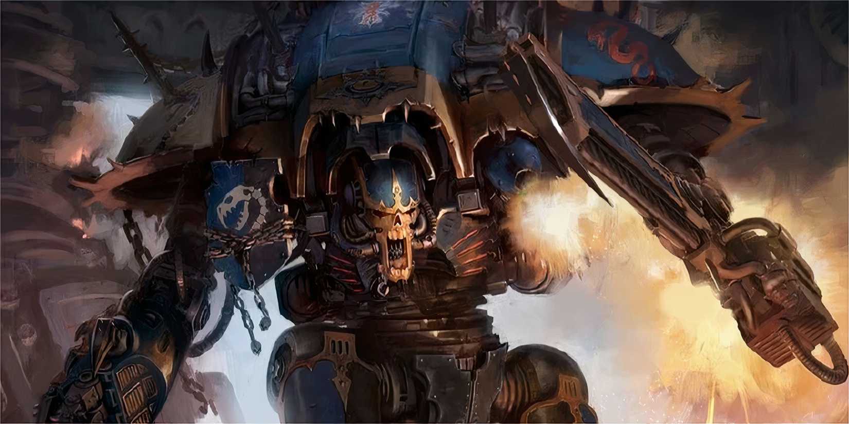 Warhammer 40K: The Strongest Factions According To Lore, Ranked A giant war machine storms into battle