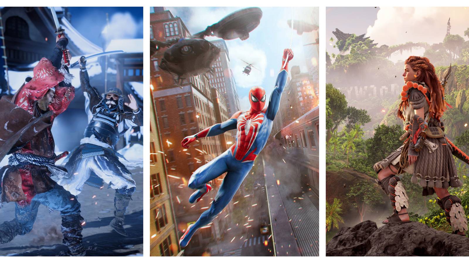 Ghost of Tsushima Spider Man 2 Horizon Forbidden West