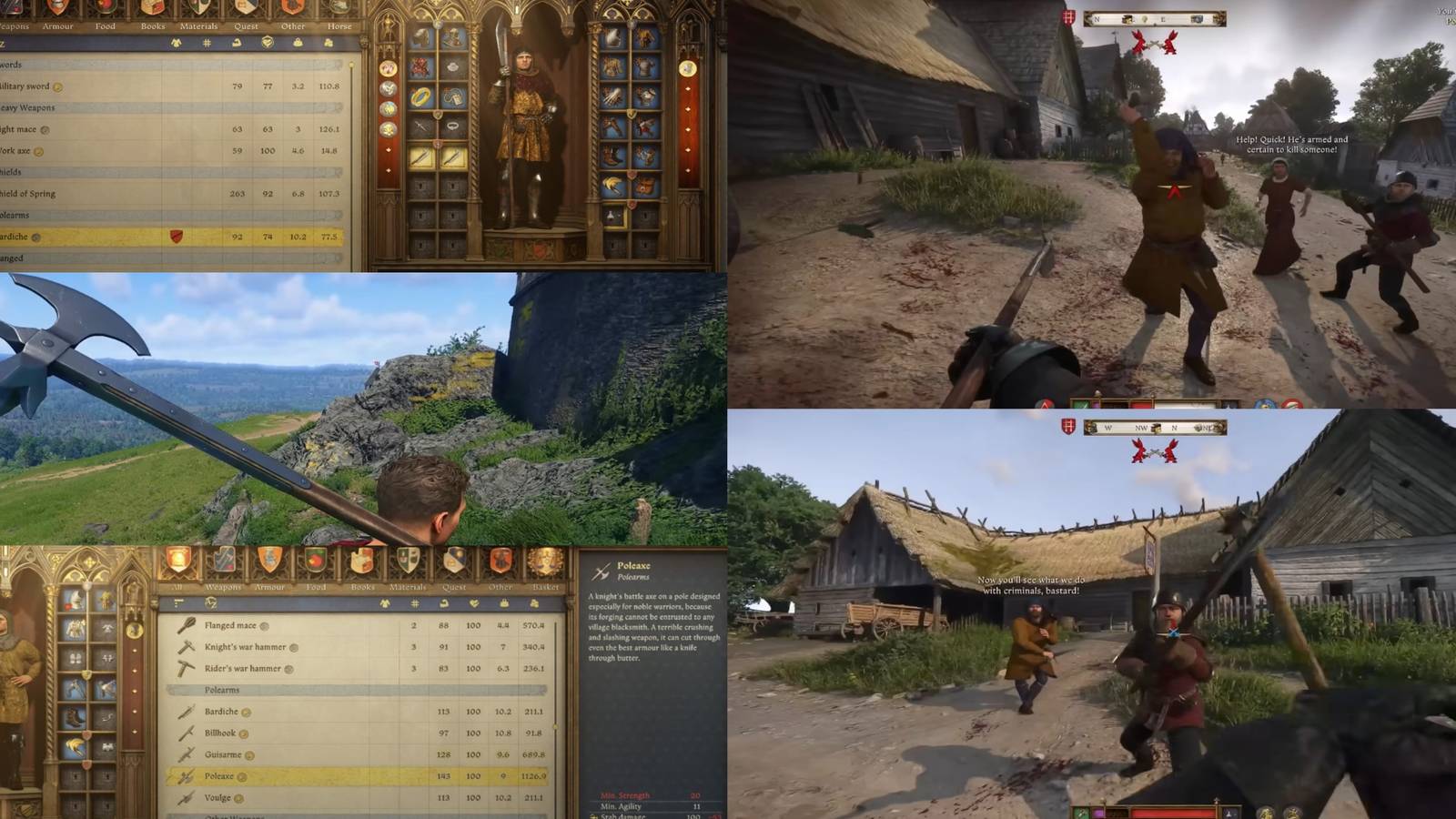 Kingdom Come Deliverance 2 best poelarms mixed gameplay collage