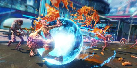 OD being hit with explosion in Sunset Overdrive 