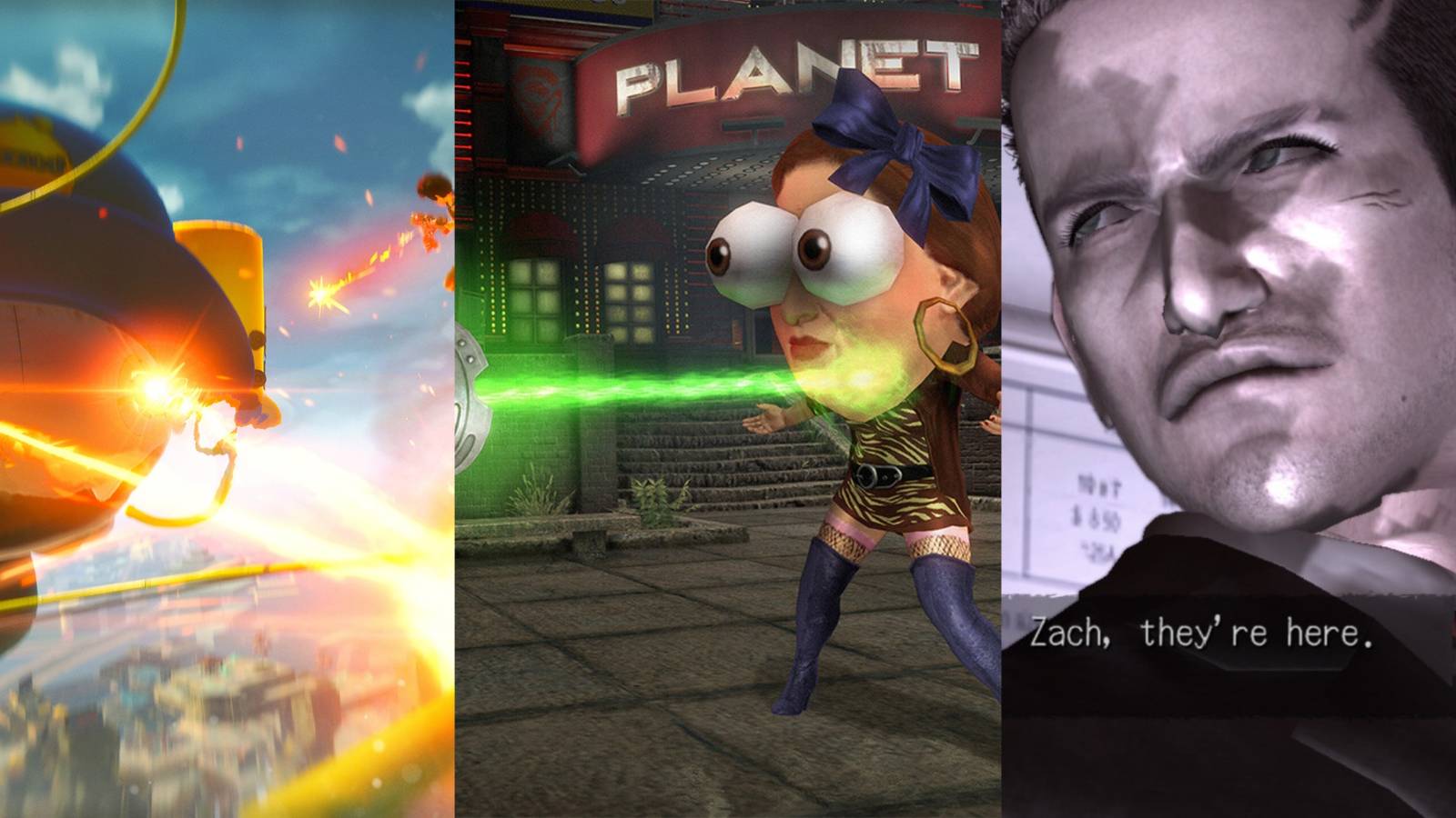 Sunset Overdrive boss battle, Saints Row 4 inflato-ray, Dead Premonition York